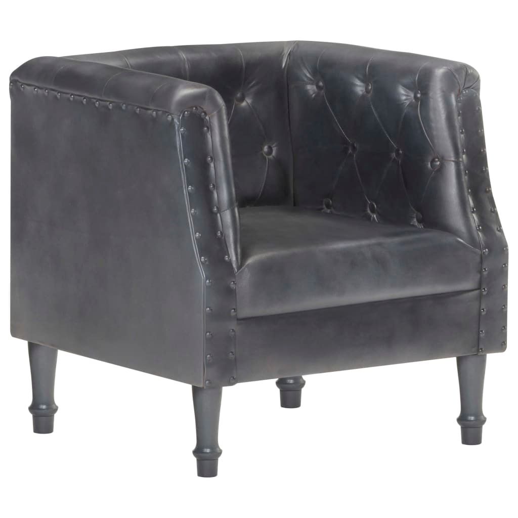 The Living Store Sessel Grau Echtleder