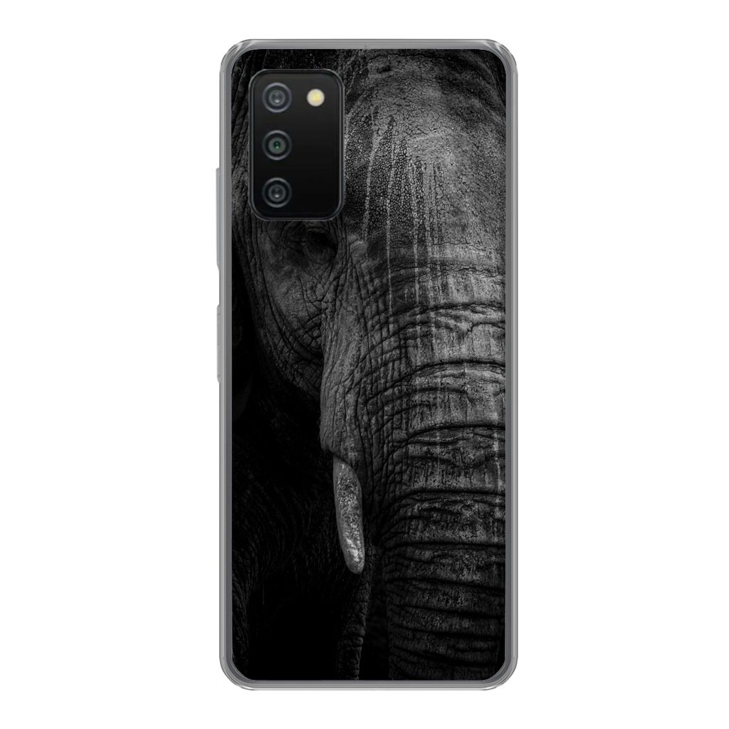 MuchoWow Handyhülle Schutzhülle Hülle für Samsung Galaxy A03s Elefant - Tier - Porträt Silikon Softcase Handy Hülle - Schutz