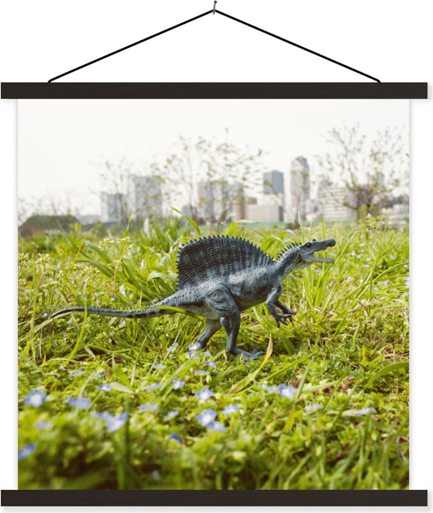 MuchoWow Textilposter Dinosaurier - Gras - Klein 60x60 cm mit schwarzem Rahmen - Posteraufhänger