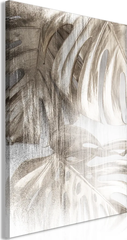 Quadro Canvas Verticale 80x120 Foglie Oro-Grezzo | Lusso Moderno