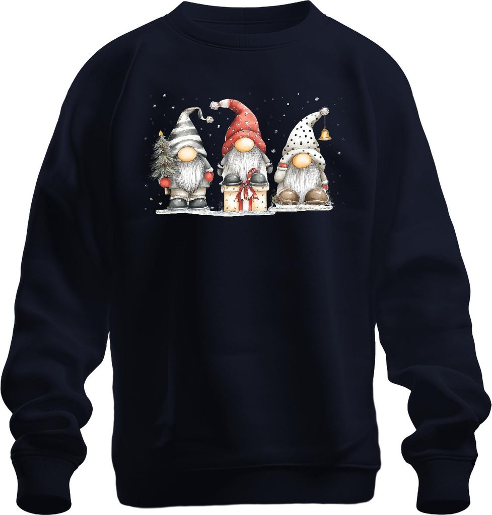 Weihnachtswichtel Geschenk Baum Glocke Schneeflocken Lustig Uni Sweatshirt Pullover, Navy, S