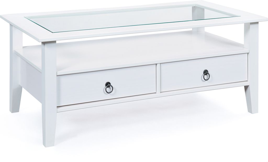 Inter Link Table basse Provence 2 tiroirs verre pin massif Image du produit 