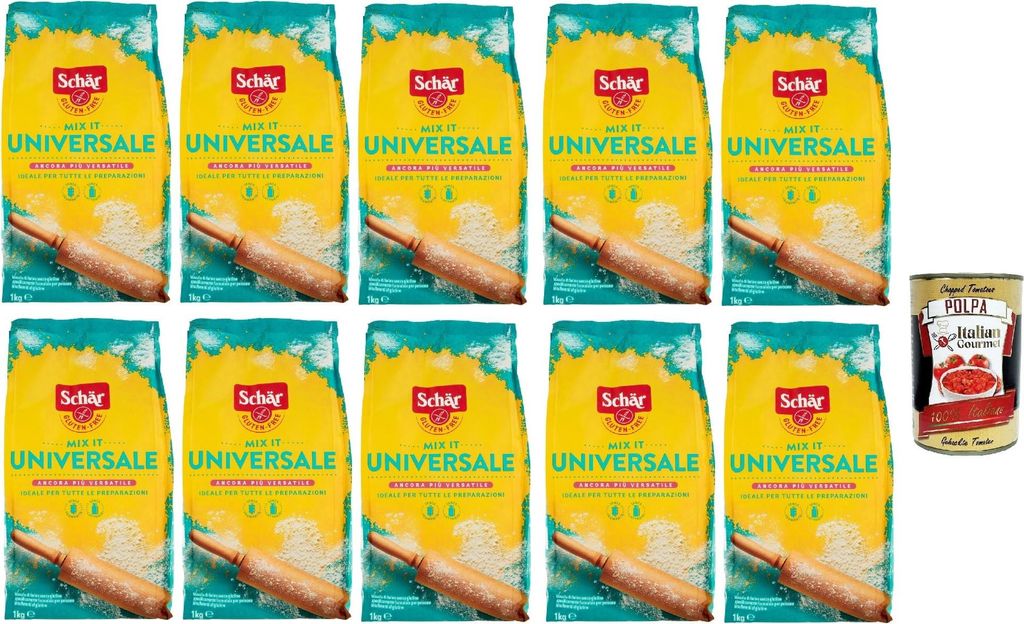Schär Mix It Universale, Schar gluten free flour, Gluten -freies Mehl, 10x 1 Kg + Italian Gourmet polpa 400g
