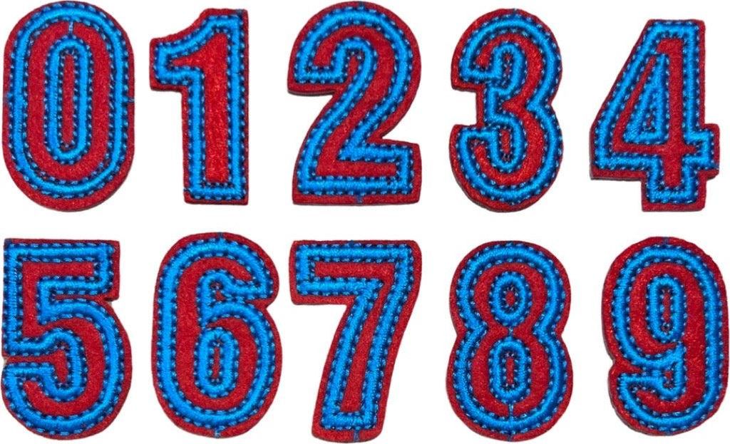 Ziffern Nummer Eisen auf Emblem Patches Blau Rot