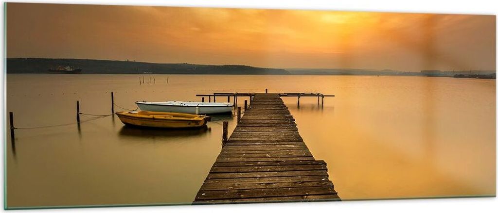 Bilder auf glas - See Brücke - 140x50cm - Glasbilder - Wandbilder - Bilder - Kunstdruck - zum Aufhängen bereit - Wanddekoration aus Glas - Glas B...
