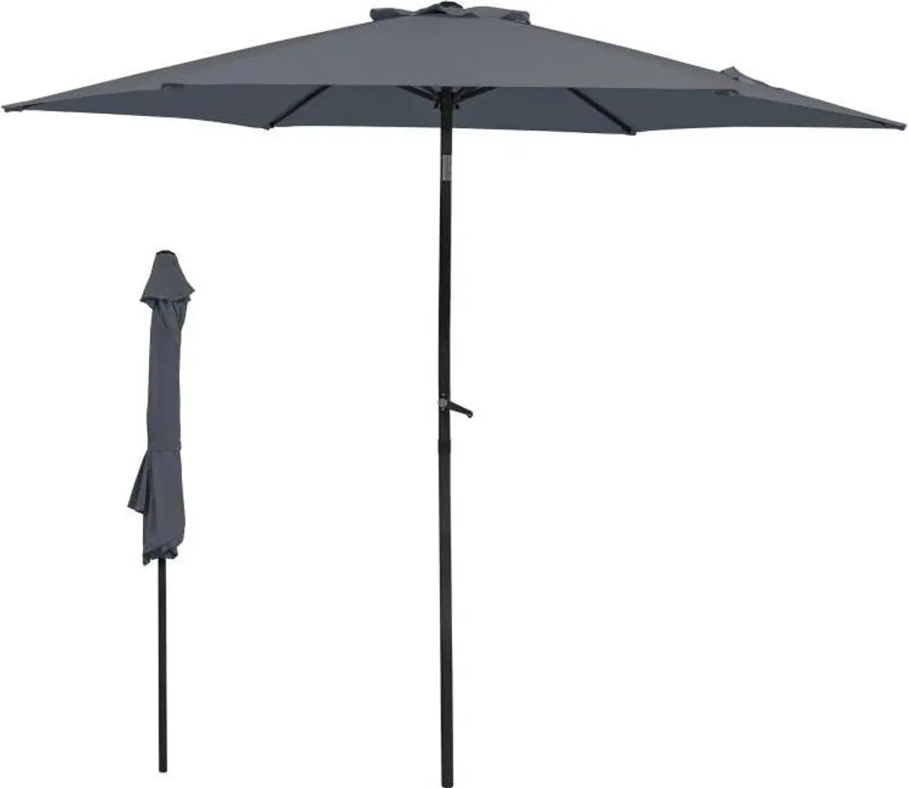 Parasol de plage gris foncé pliable 270 cm - Protection solaire voyage