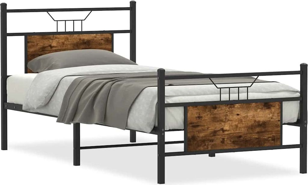 Bettgestell ohne Matratze Räuchereiche 90x200 cm Holzwerkstoff