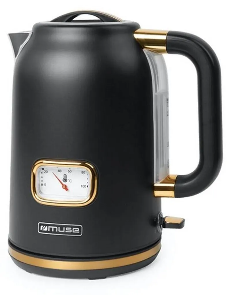 Bouilloire Muse MS-030BC Anti-Calcaire 1,7L Noire Finitions Laiton