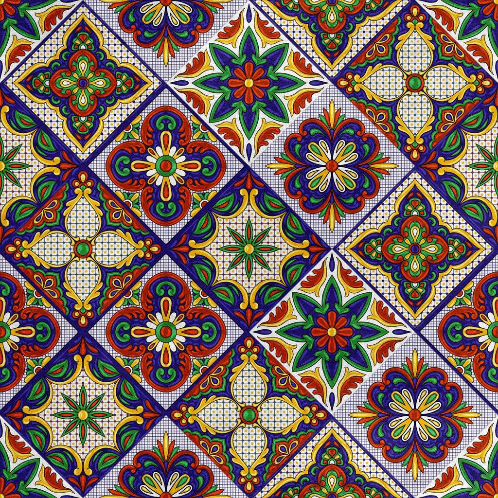 Royal Samt Stoff Polyester Zum Nähen - Motiv Spanische Majolika 3