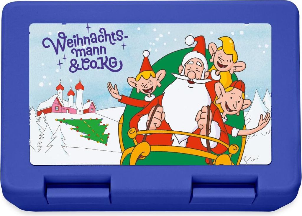 Spreadshirt Weihnachtsmann & Co. KG Schlittenabenteuer Brotdose Lunchbox, One size, Royalblau