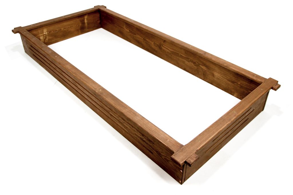 A wooden grave frame on a white background.