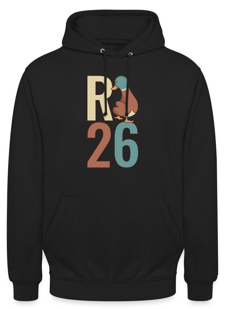 Spreadshirt Rente 2026 | R Ente Uni Hoodie, XL, Schwarz