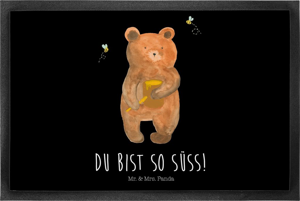 Mr. & Mrs. Panda fußmatte Bär Honig 50 x 75 cm - Schwarz - Geschenk, Teddy, Verliebte, abstreifer, Liebe, Partner, Eingangsteppich, Fußabstreife...