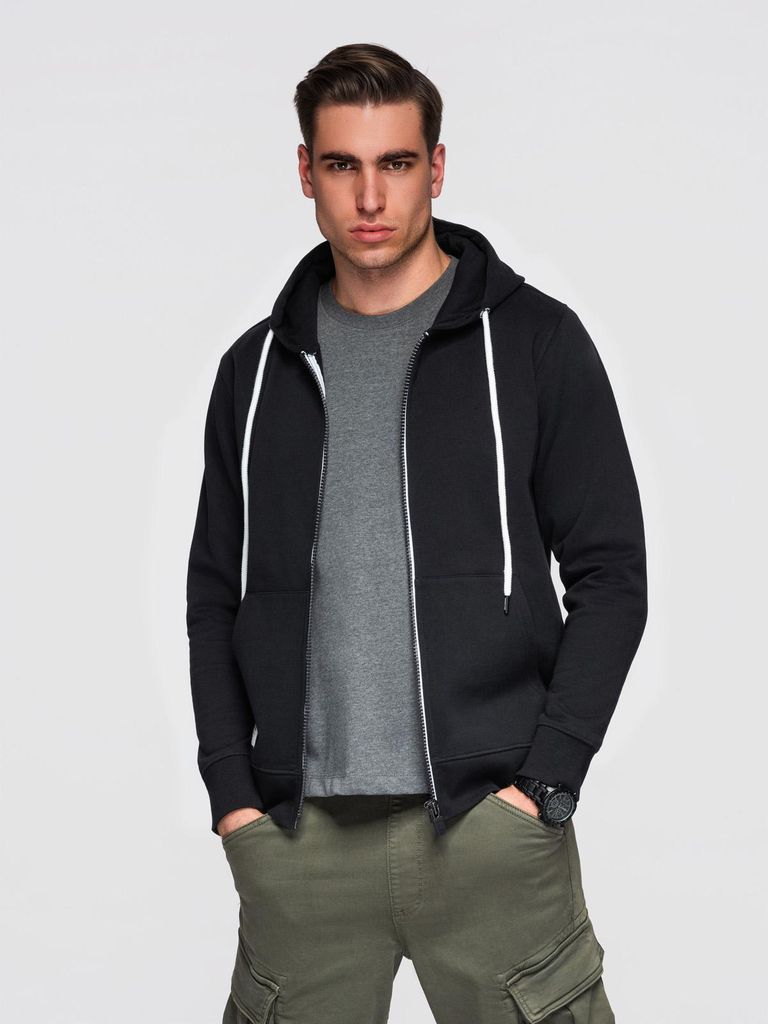 OMBRE Kapuzenpullover Reißverschluss Basic OM-SSBZ-0272 black L