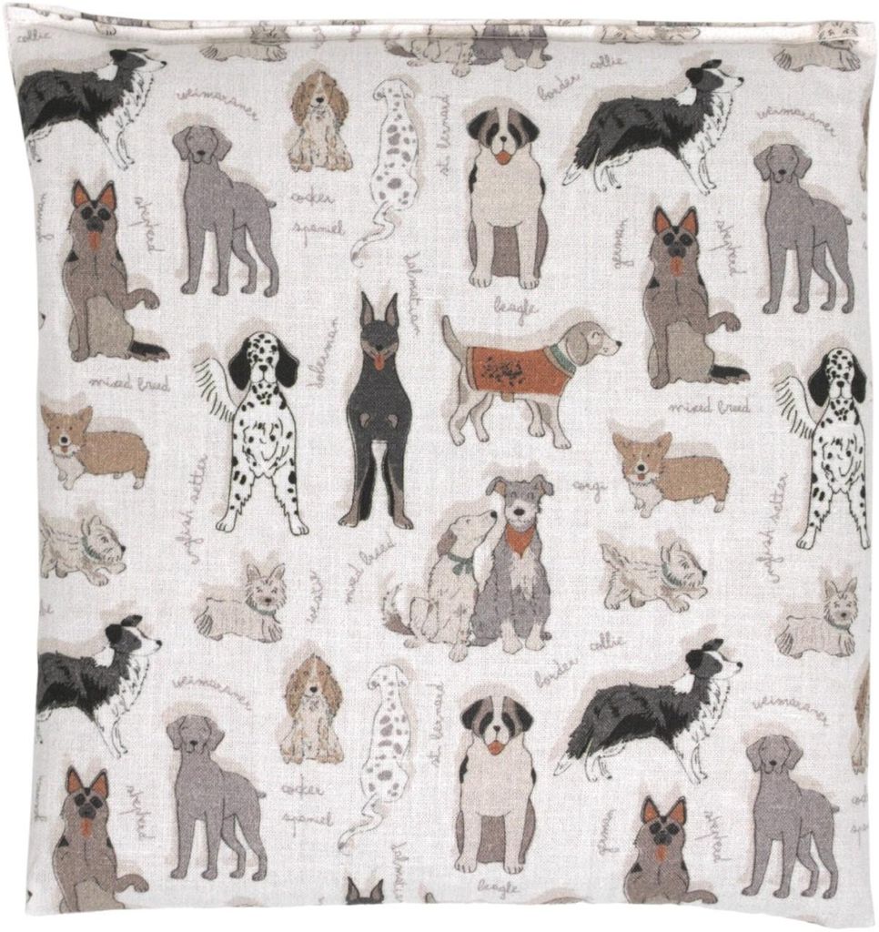 Bio-Dinkelkissen 24x24cm, Bio Füllung & Bio Stoff Liebe Hunde. Wärmekissen Körnerkissen