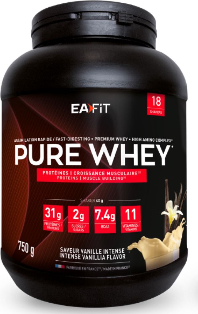 Poudre de protéines Eafit Pure Whey, vanille, 750 g Image du produit 