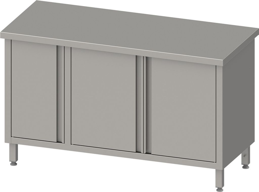 Arbeitsschrank mit Flügeltüren, 1200x600x850 mm, mit Flügeltürschrank links, ohne Aufkantung, verschweißt