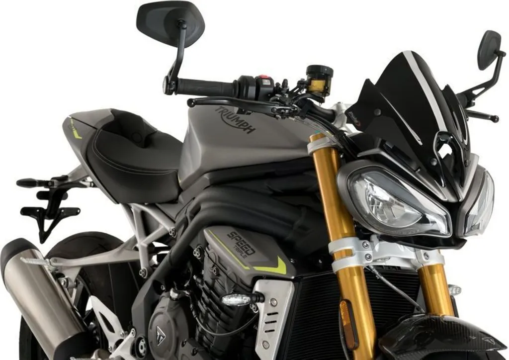 Bulle sport Puig noir opaque pour Triumph Speed Triple RS haute qualité