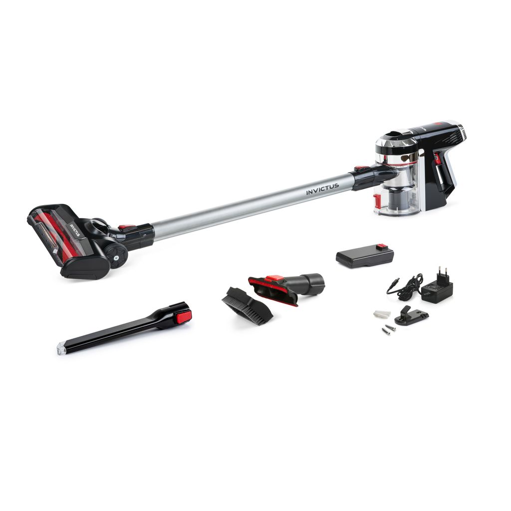 Genius Invictus X9 Set 13-TLG 2in1 Akku-Staubsauger mit Ladestation, LED-Elektrobürste, Wandhalterung, 380W, freistehend, Hand-Akkusauger kabellos