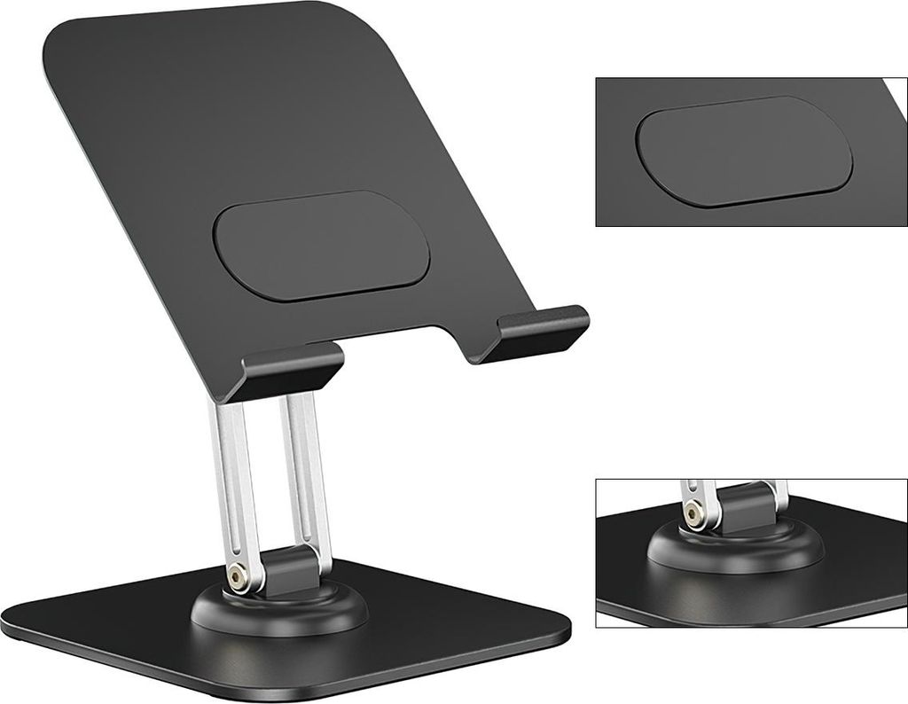 Tischständer Handy & Tablet, Metall, Höhenverstellbar, 360° Drehbar, Multifunktional, Robuster Aluminium Halter, Telefon & Tablet Ständer