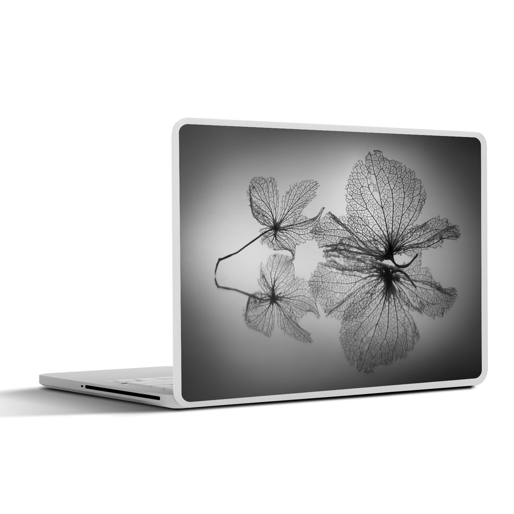 MuchoWow Laptop Aufkleber Sticker Cover Stilleben - Schwarz - Weiß - Blätter 40x30 cm - Laptop Dekoration - Selbstklebend