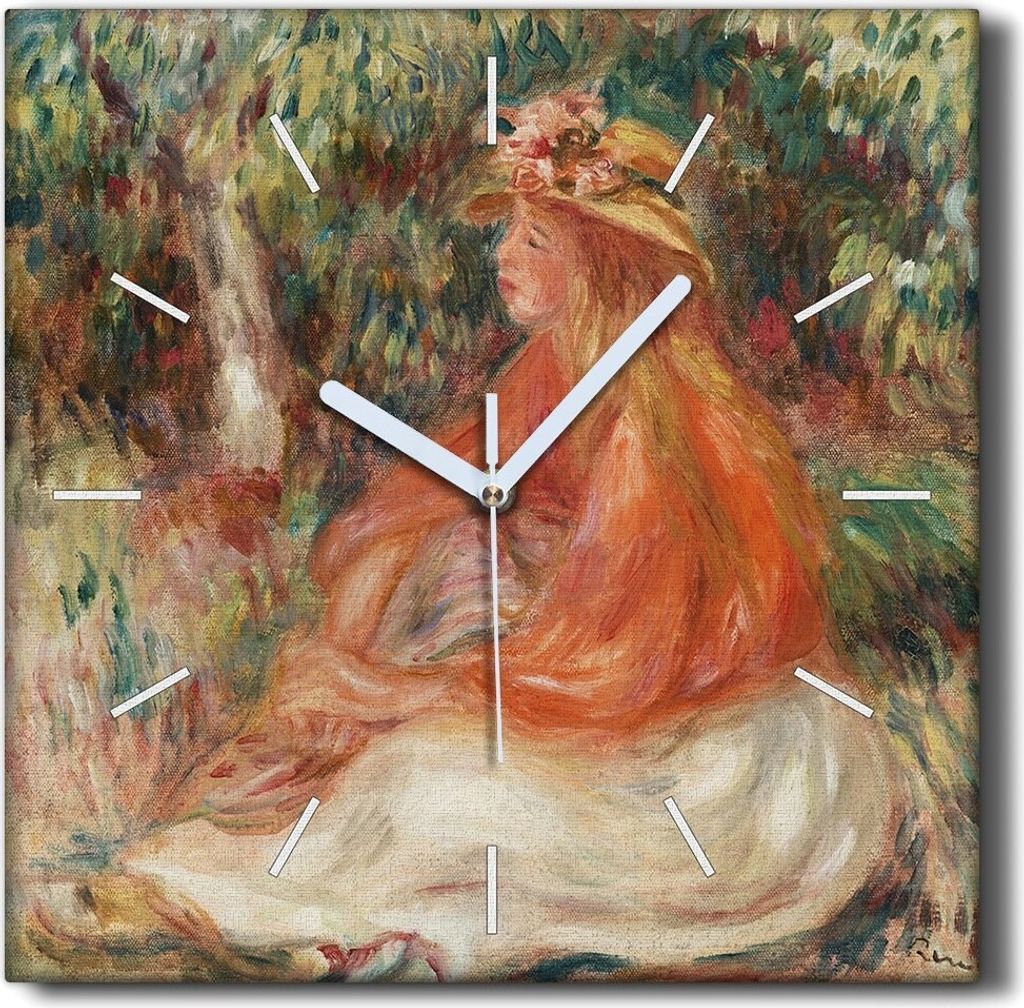 Coloray Hodiny Unikátní 30x30 cm Tiché hodiny Pro obývací pokoj a kuchyň Nástěnné hodiny Plátno Černé ručičky hodin - Ženy les