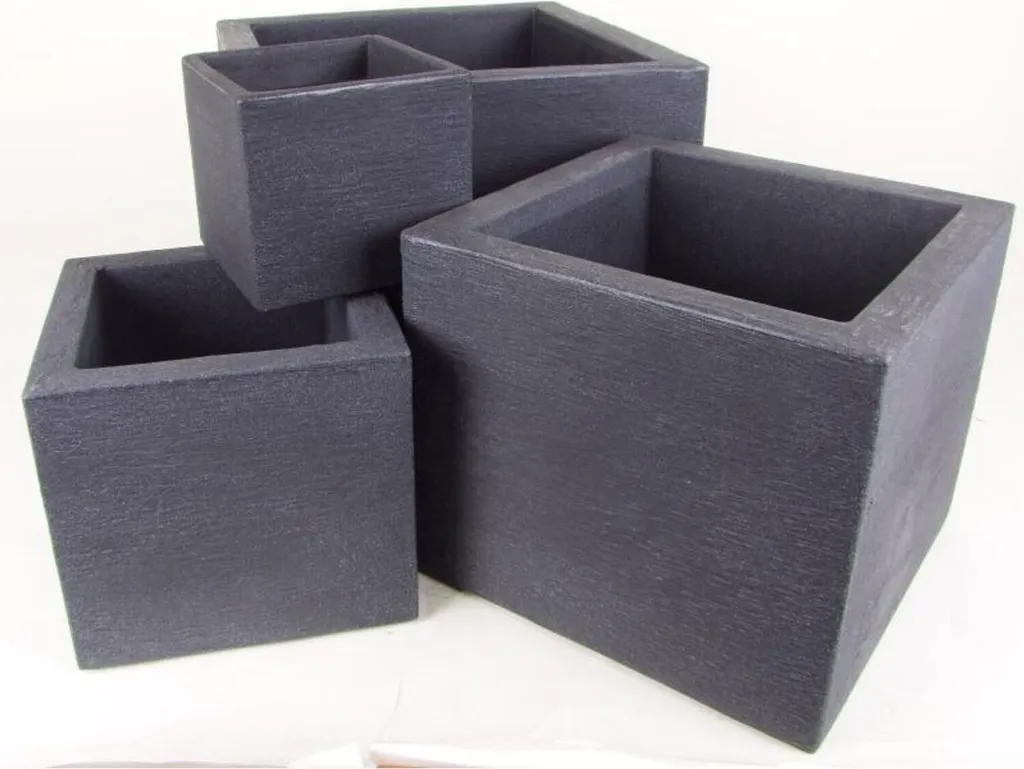 Cache-pot étanche Kubus 50cm en plastique anti-fissure pour fleurs x4