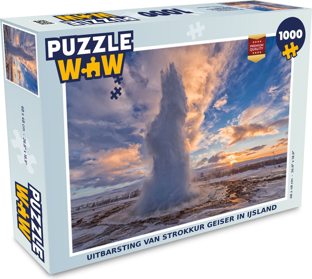 MuchoWow Puzzle 1000 Teile Ausbruch des Geysirs Strokkur in Island - Erwachsene - Rätsel