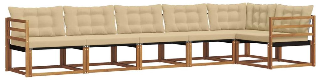 vidaXL Outdoor-Sofagarnitur mit Kissen 6 pcs Natur und Beige