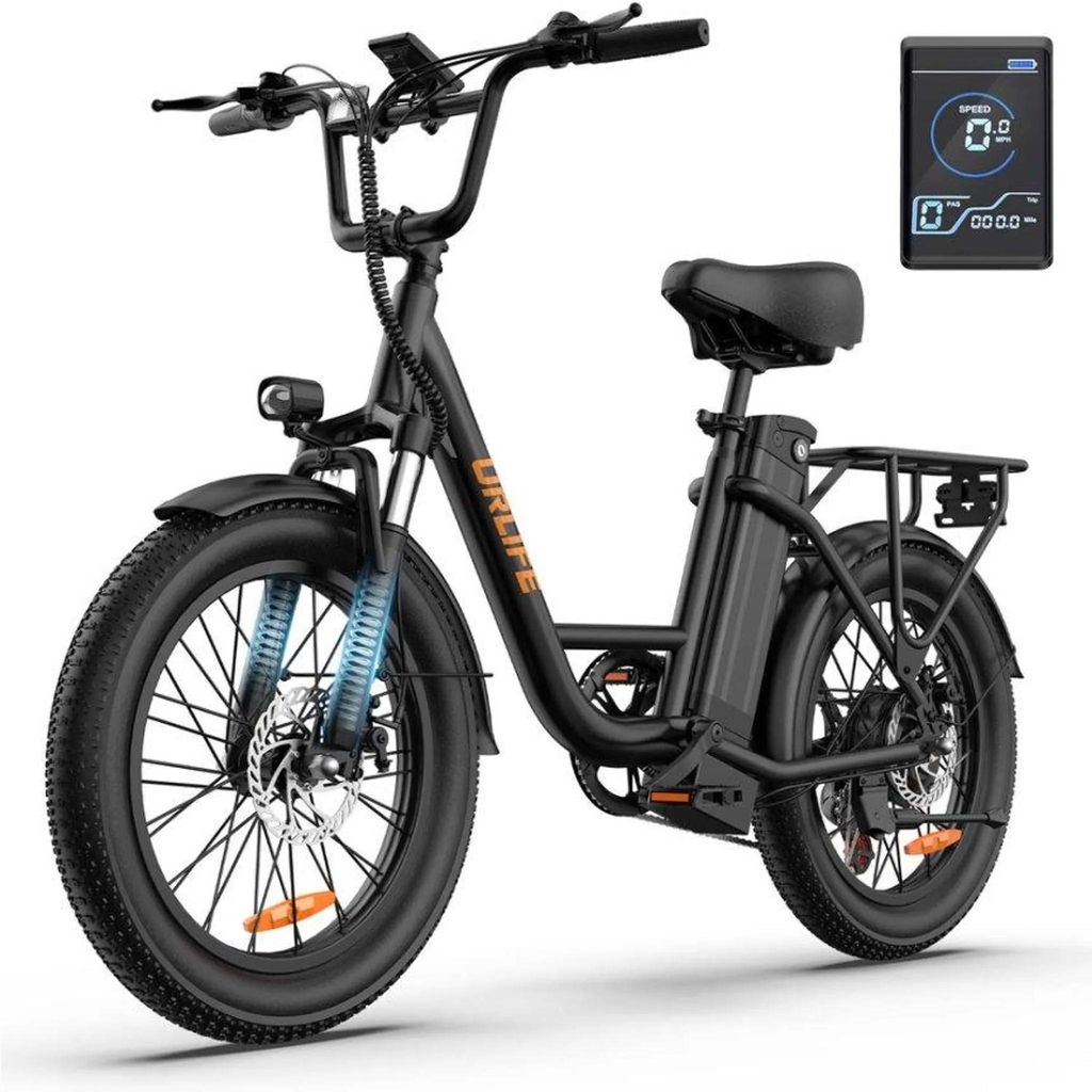 Elektrofahrrad URLIFE E20 - 250W Motor 48V 13Ah Batterie 20 Zoll Reifen Scheibenbremsen - Schwarz