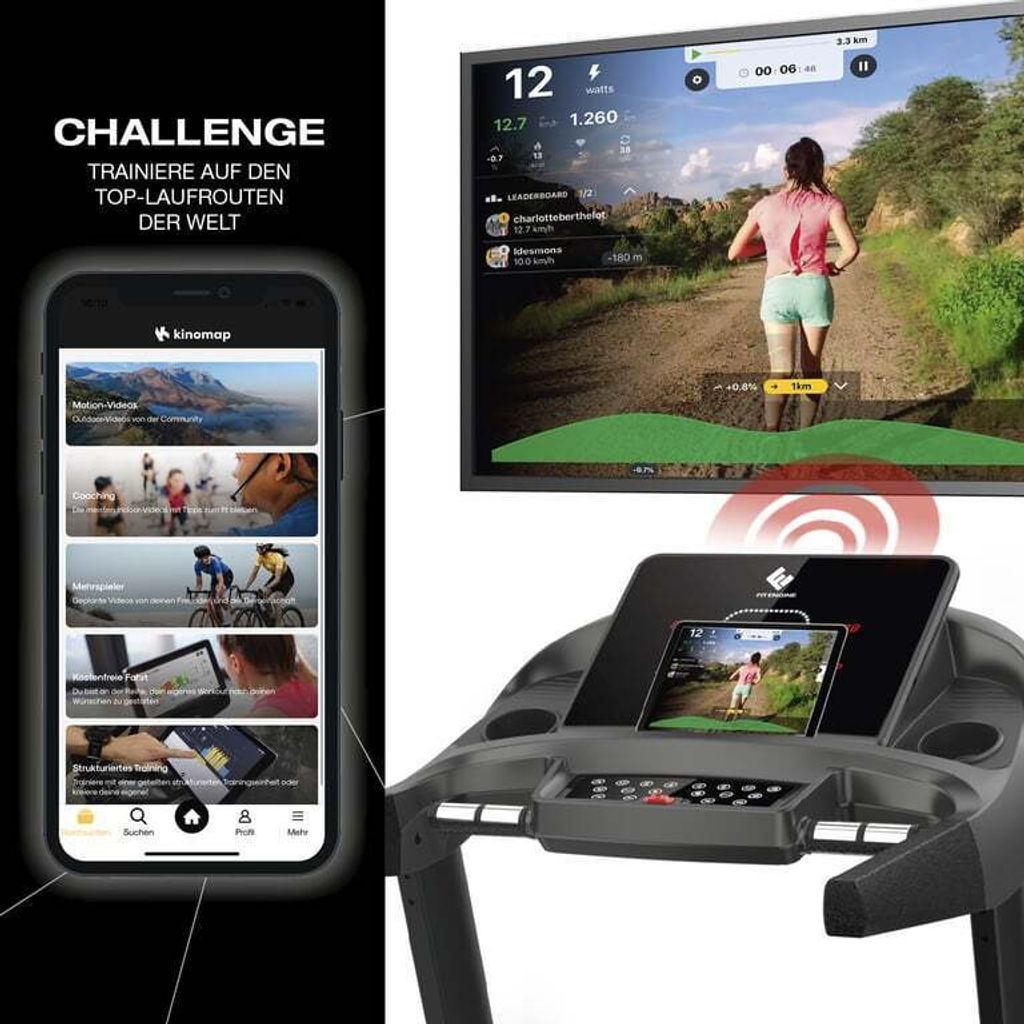 FitEngine Laufband RACE18 Profi extra leise 8 Zonen Produktbild 6