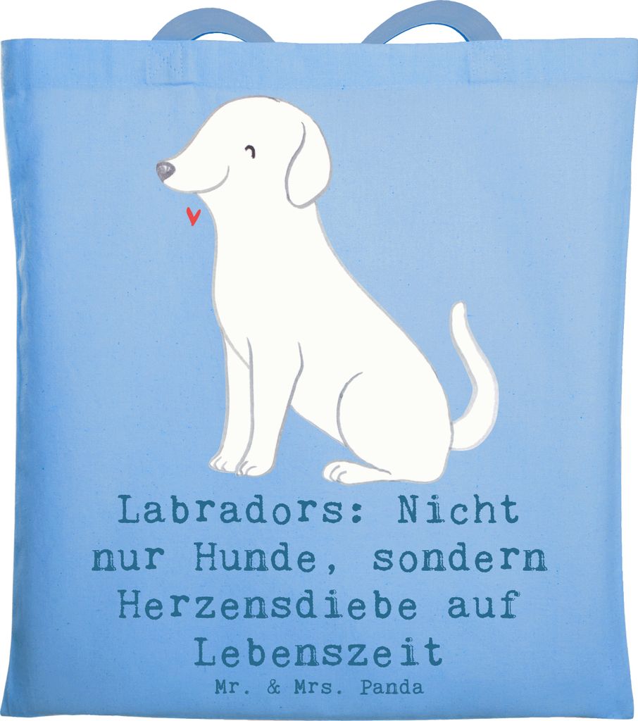 Mr. & Mrs. Panda Shopping Tasche Labrador Herzensdiebe - Sky Blue - Geschenk, Hunderassen, Hund, Hunderasse, Jutebeutel, Stoffbeutel, Beutel, Eigen...