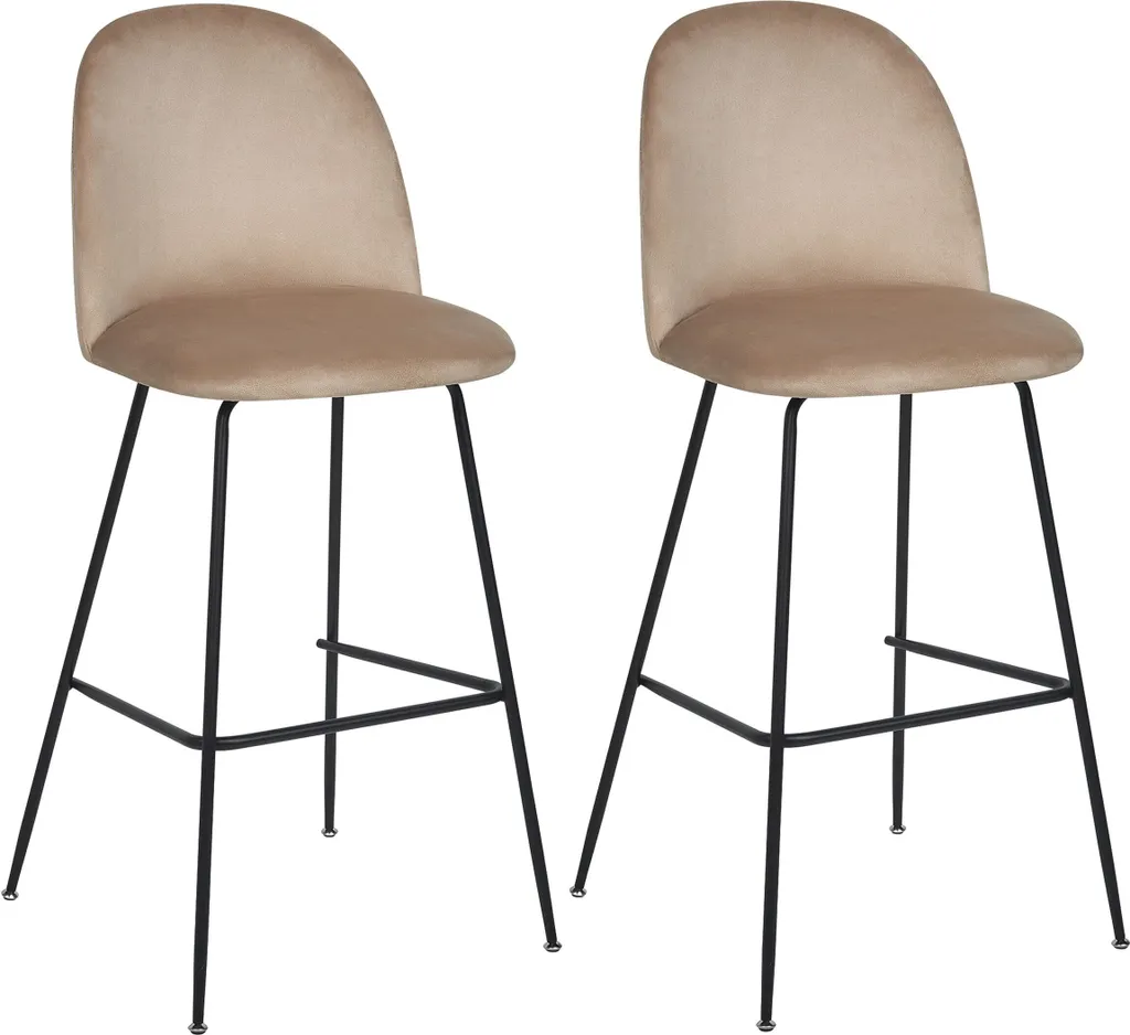 Lot de 2 chaises de bar Arcola en velours beige gris par Lumarko