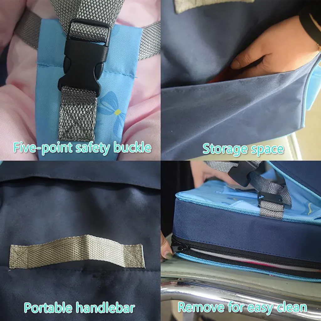 Réhausseur de voyage bébé pliable avec bandoulière de sécurité gris - 3