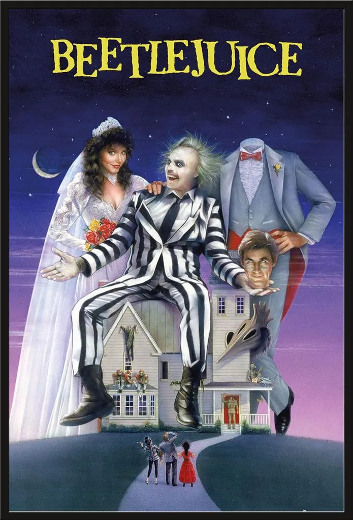 Décoration murale Beetlejuice Recently Deceased avec cadre noir et vitre