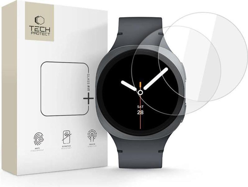 Tech-Protect Glas Fit+ 2er-Pack für Samsung Galaxy Watch 8 44 Mm - Klar