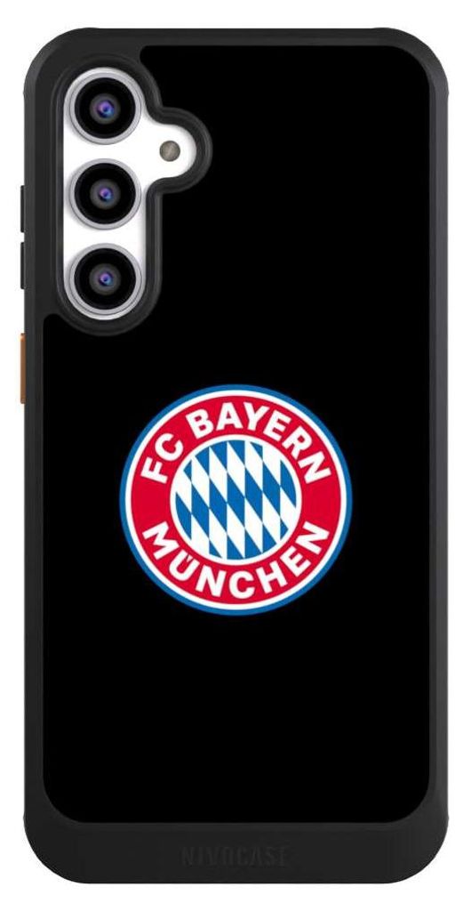 NIVOCASE Hülle für Samsung Galaxy S23 FE Handyhülle NIVOcore Case Schwarz FC Bayern München Logo Offizielles Lizenzprodukt