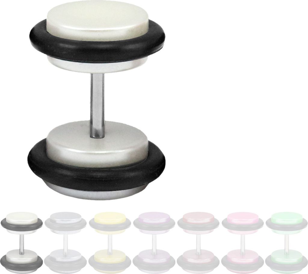 Fake Plug Ohrstecker Shiny Pastel Größe - 8 mm Farbe - Weiß