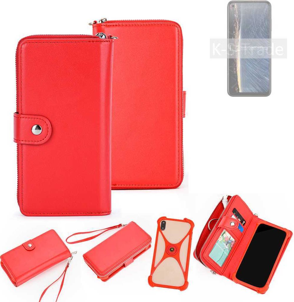 K-S-Trade 2in1 Schutzhülle Portemonnee Handyhülle mit Bumper kompatibel mit HTC Desire 22 Pro Hülle Case Etui Geldbörse Smartphone rot (1x)