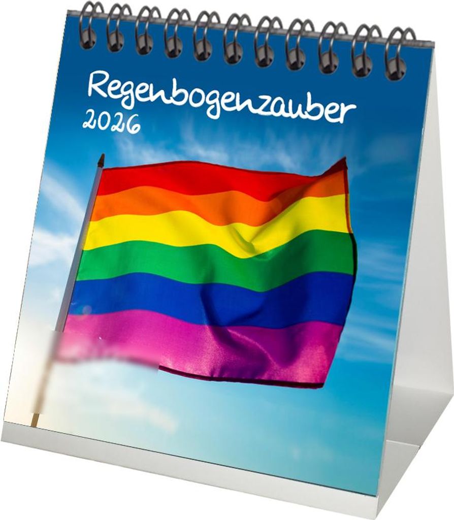 Regenbogenzauber Pride LBGTQIA+ Tischkalender 10cm x 10cm für 2026 - Seelenzauber