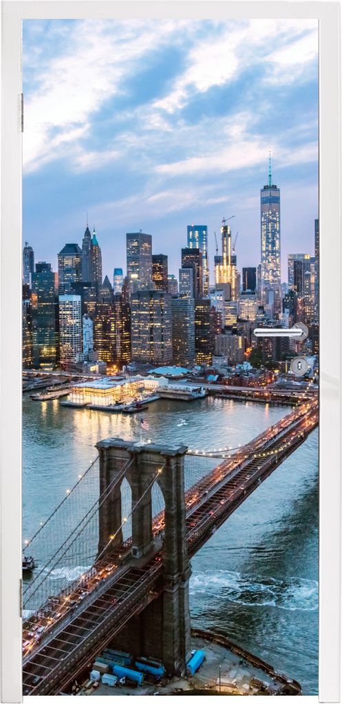MuchoWow Türtapete Selbstklebende Türfolie New York - Skyline - Brücke 90x235 cm Türposter Türaufkleber Klebefolie Türklebefolie - XXL-Plak...