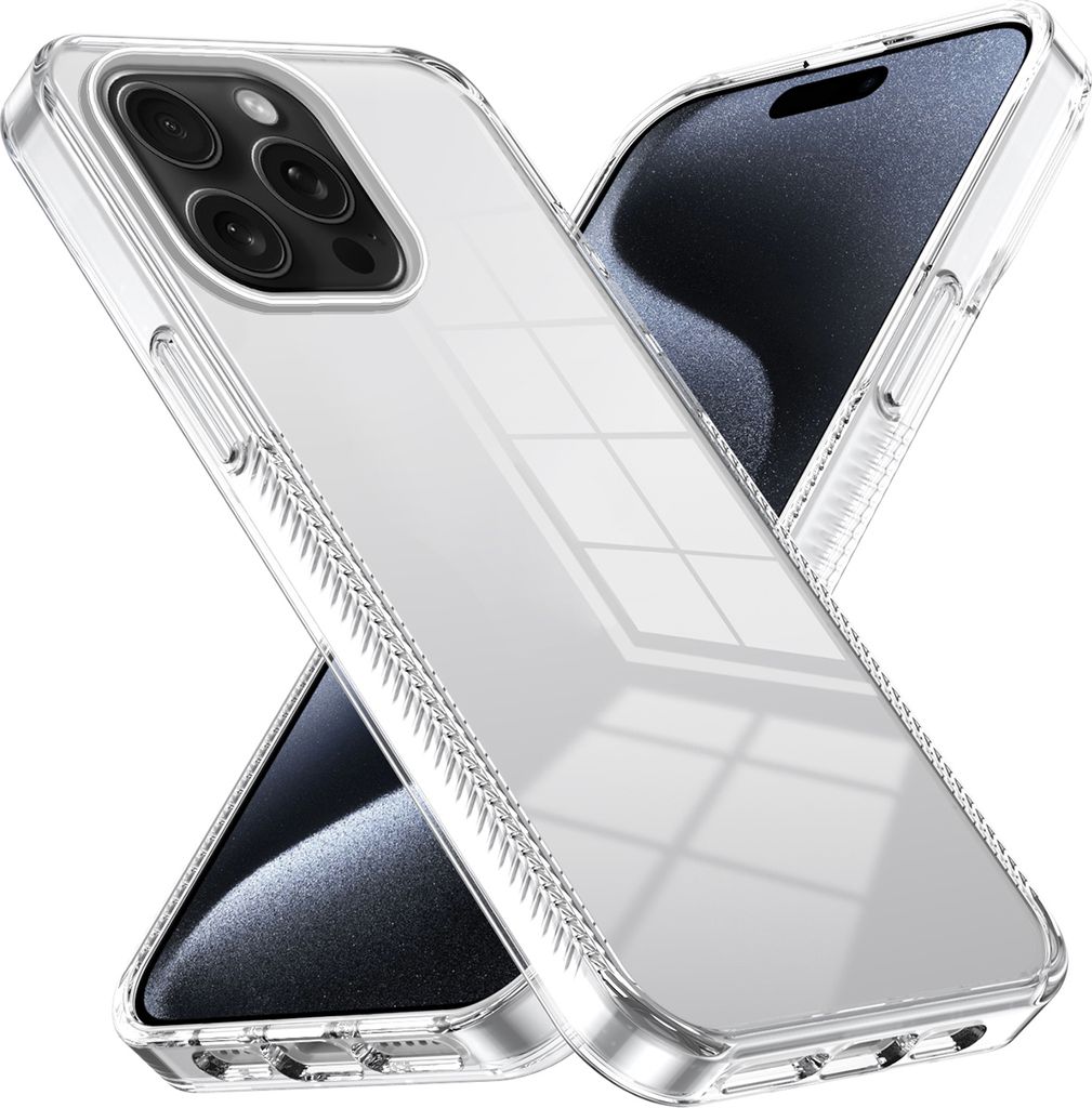 Hülle für iPhone 15 Pro Max Rutschfest Kristallklare Stoßfeste TPU Bumper Handyhülle Transparent