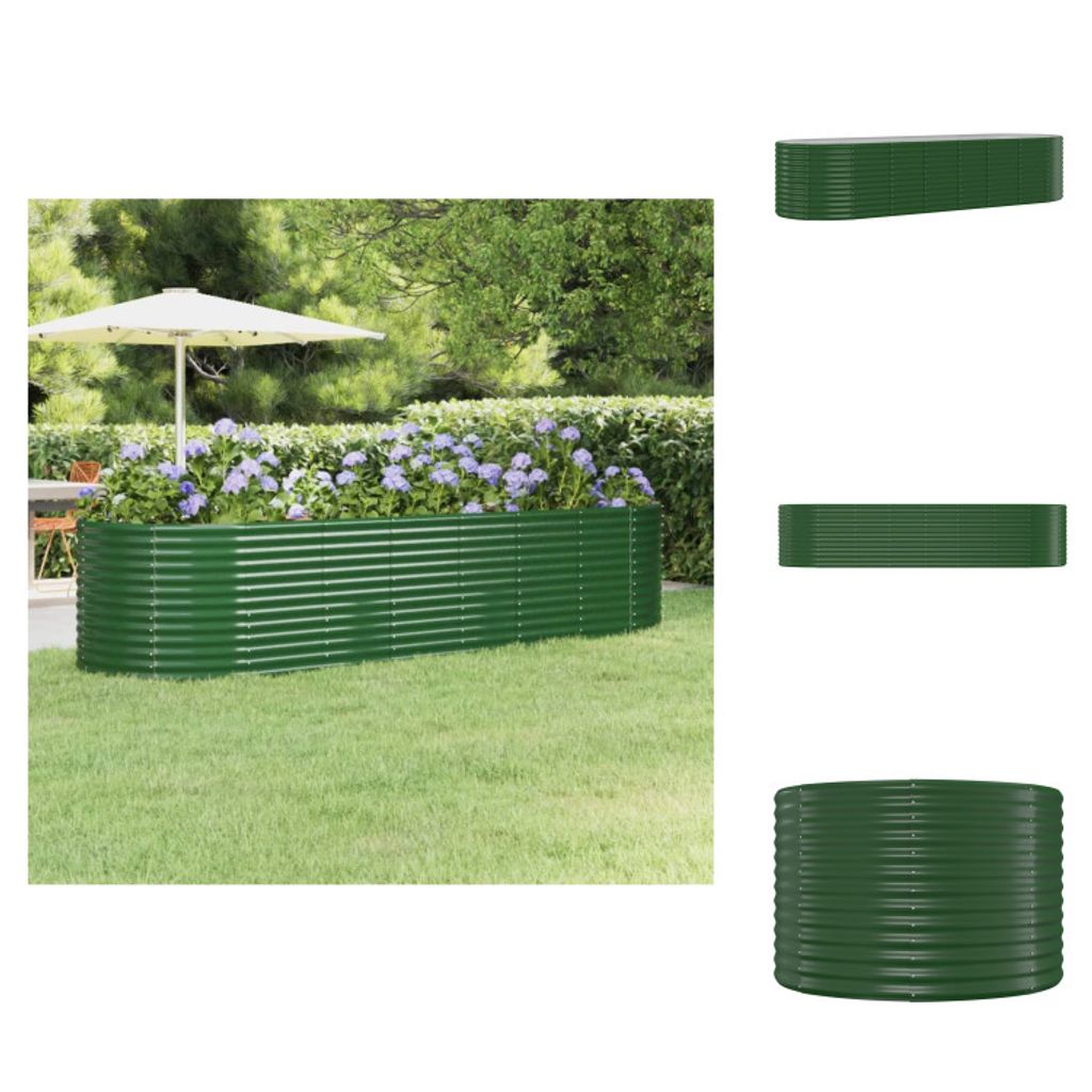 vidaXL Hochbeet Pulverbeschichteter Stahl 322x100x68 cm Grün - Blumentöpfe & Pflanzgefäße