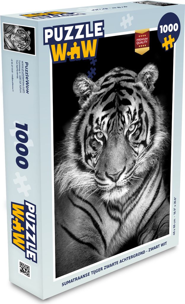 MuchoWow Puzzle 1000 Teile Tiger - Raubtier - Schwarz - Weiß - Spielzeug - Alt und Jung - Spiele - Puzzeln