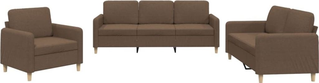 vidaXL 3-tlg. Sofagarnitur mit Kissen Braun Stoff
