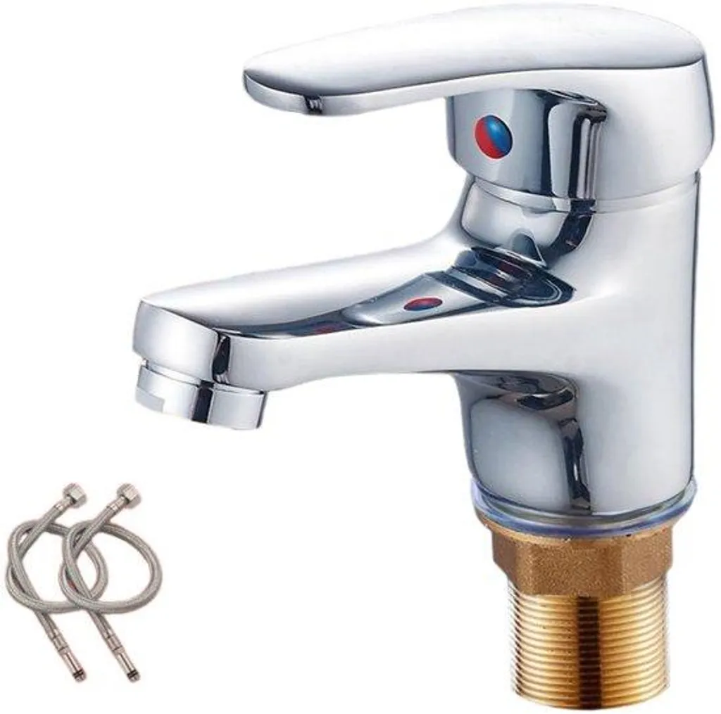 Mitigeur salle de bain 32-40 mm avec deux flexibles de 80 cm chromé