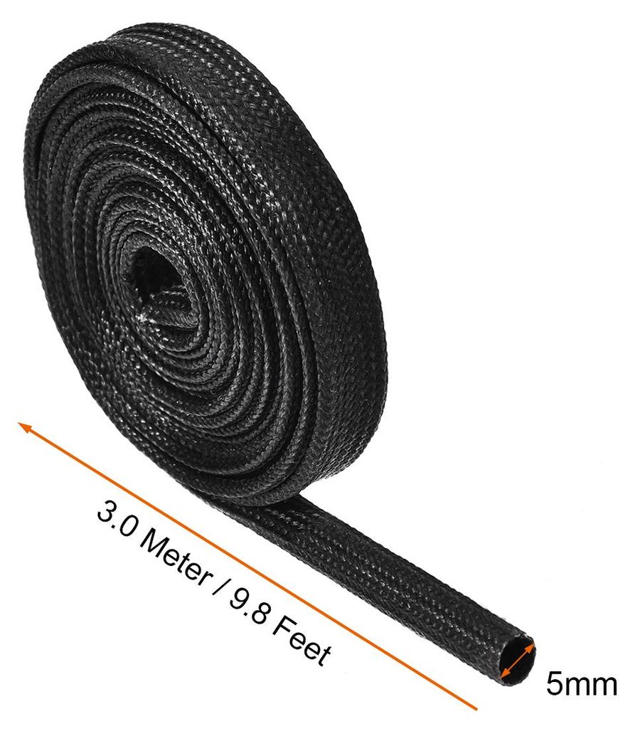 3.0m Kabelschlauch Schwarz Gewebeschlauch 5mm Innendurchmesser Kabelschutzschlauch Selbstschlie?end Silikon Glasfaserschlauch Gewebter Kabelmantel ...