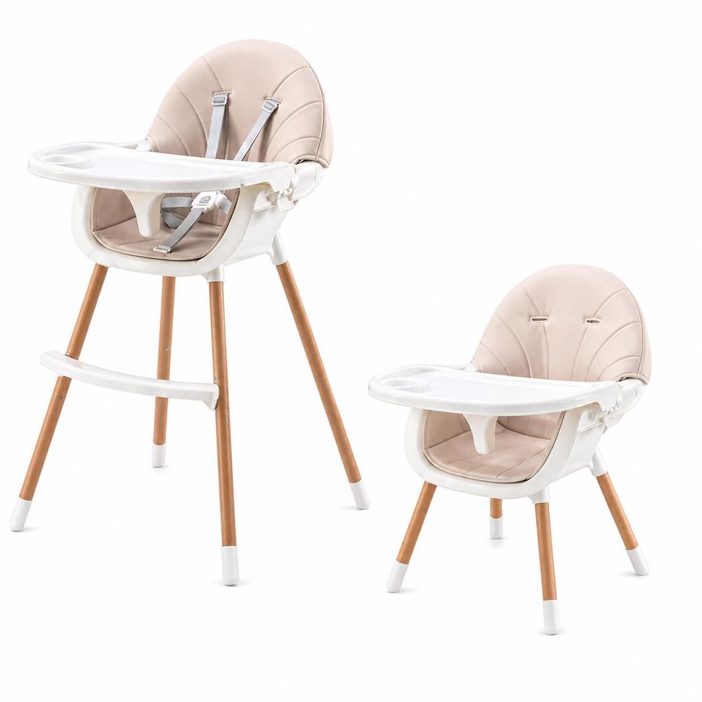 Omna | Hochstuhl 3in1 - Beige - Ultraleicht - Mit abnehmbarer Tischplatte und Sicherheitsgurt