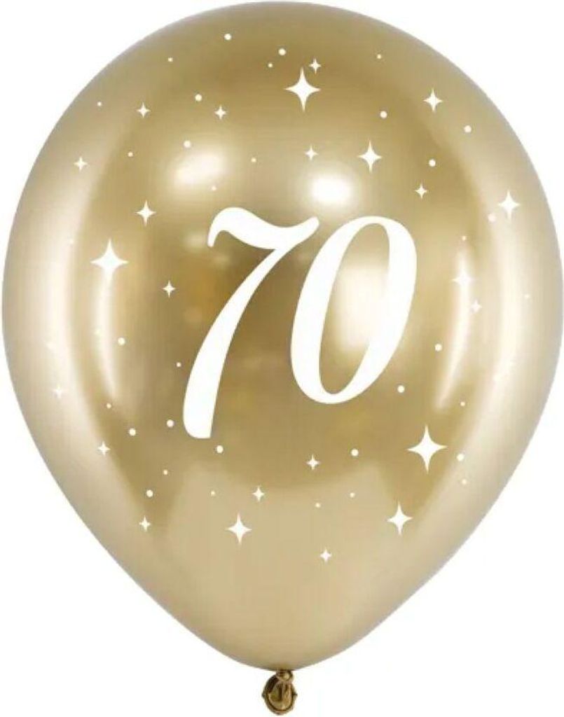Ballons brillants anniversaire 70, Golde Chrome, 30cm, 6 Image du produit 