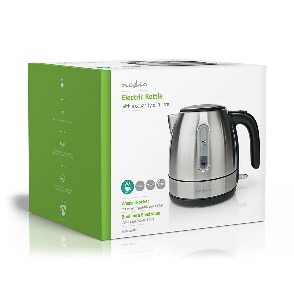 Nedis KAWK300EAL Bollitore Elettrico Alluminio 1L 2150W Design - 5